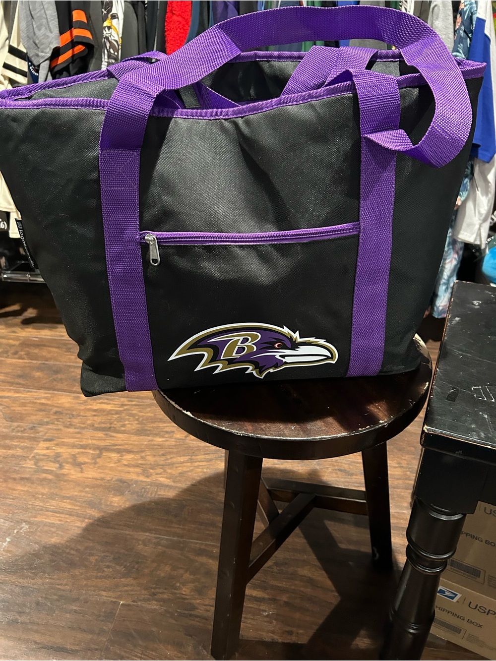 NFL callout ravens Black and Purple Baltimore Ravens Tote Bag